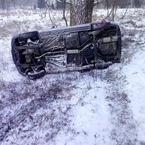 car tipped over after accident